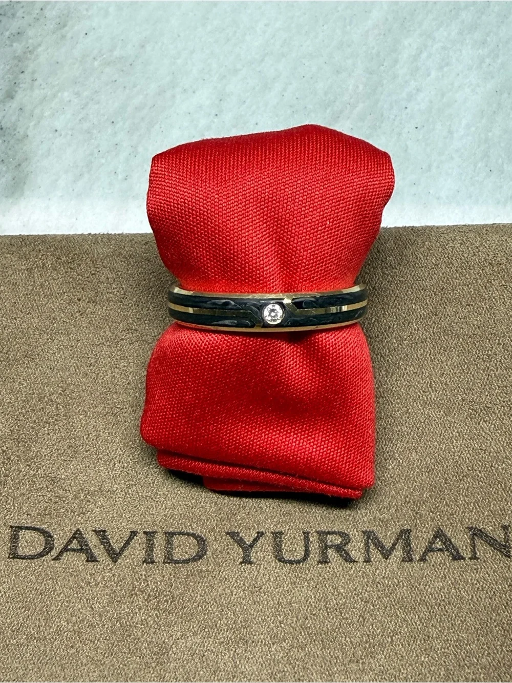 Forged Carbon Band 18k Gold Ring Size 11
